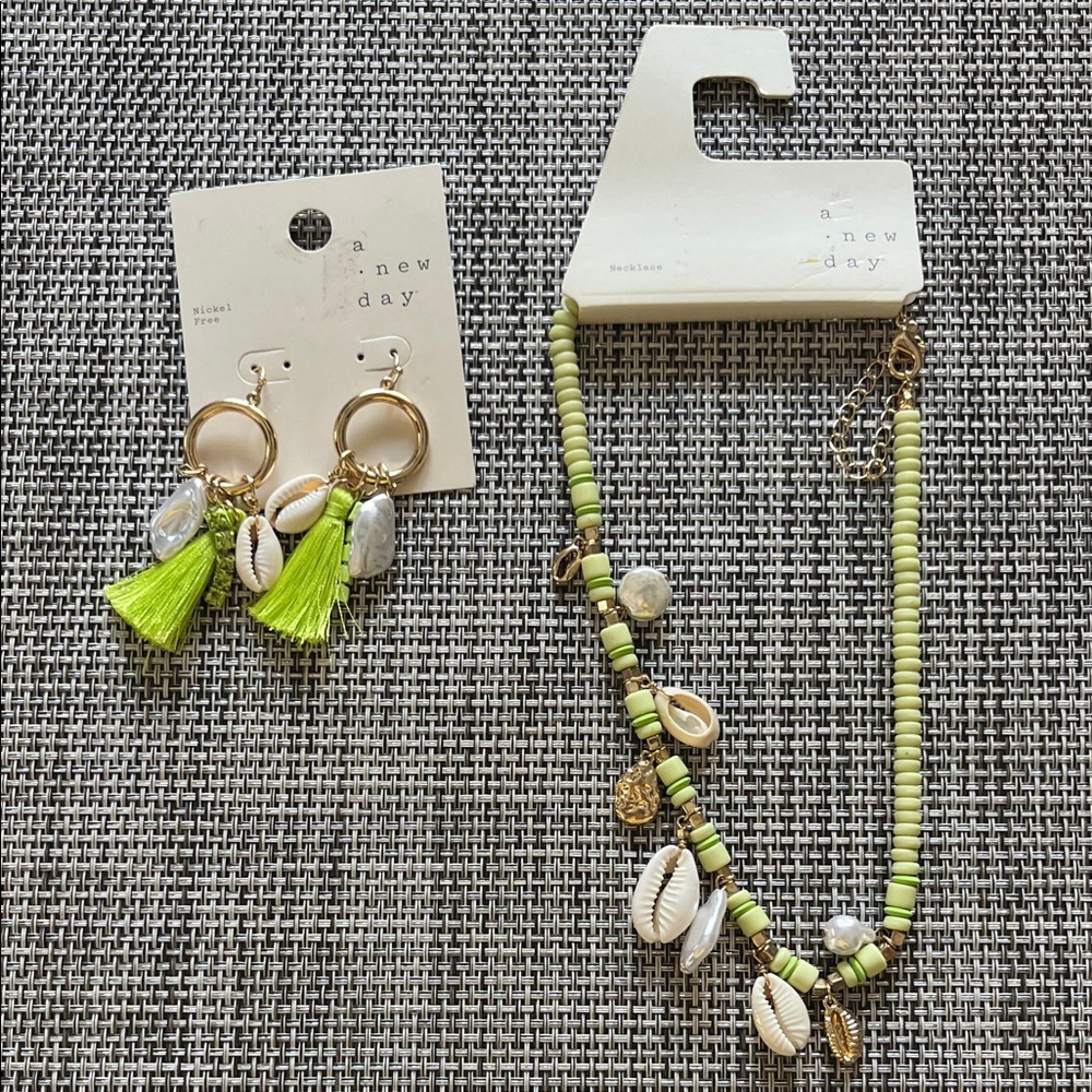 A New Day Gold and Lime Green Shell Earrings
